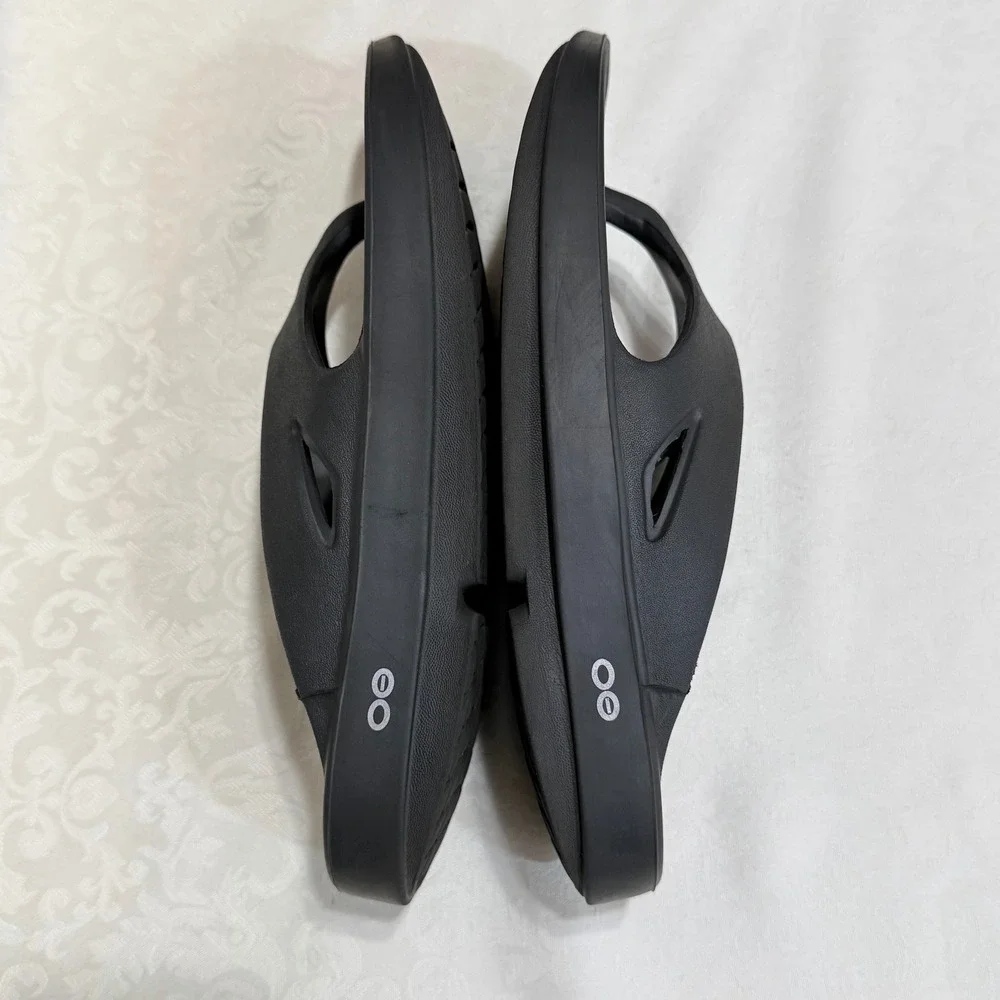 OOFOS OOriginal Recovery Sandal Unisex M10 W12 Black Post Workout Flip Flop